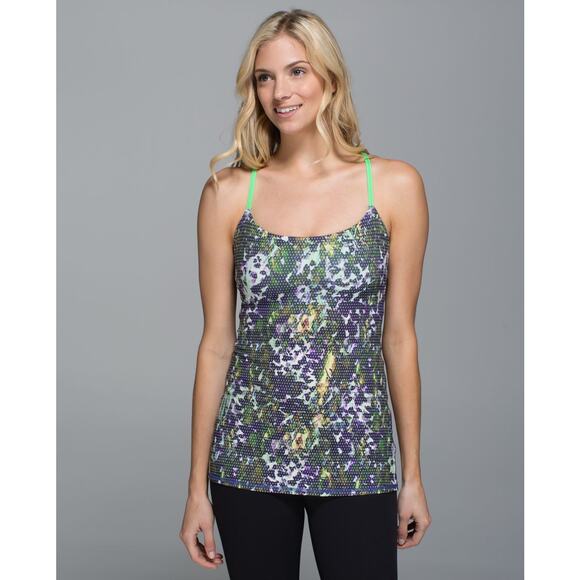 Lululemon Dancing Warrior Tank Top Floral Sport Purple/Green Pistachio Size 6 - Picture 1 of 6